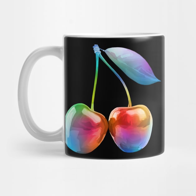 Shiny Neon Rainbow Cherries by Art by Deborah Camp